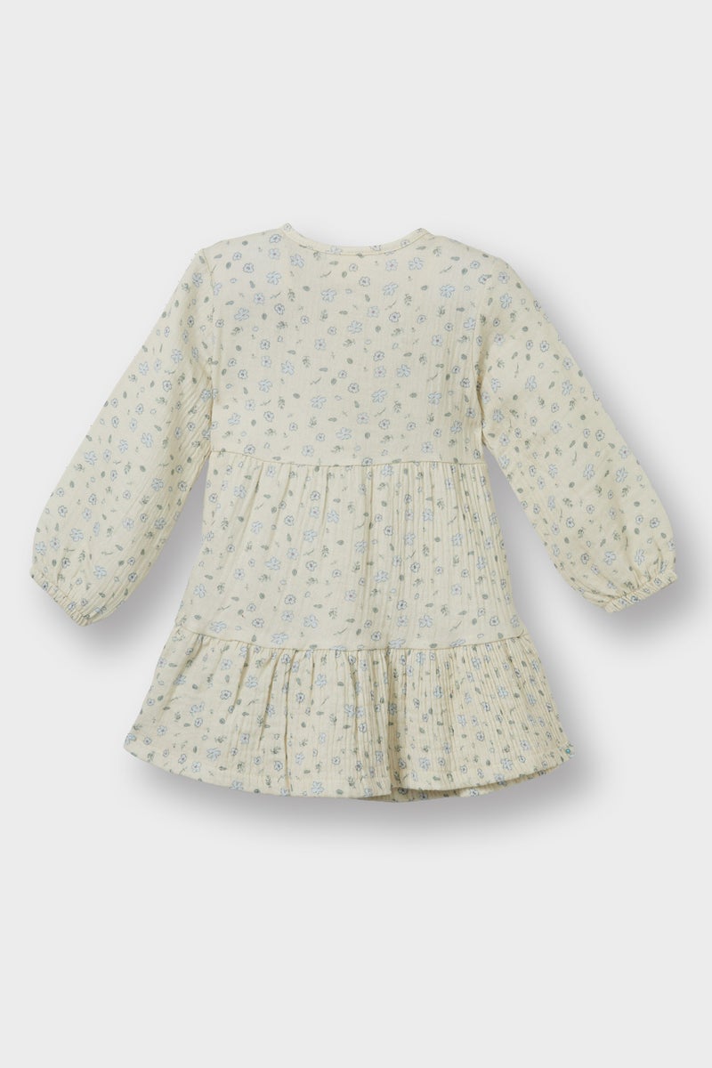 ديفاكتو فستان بيبي بناتي فلورال كرنكيل قصة عادية برقبة مستديرة - Image 3